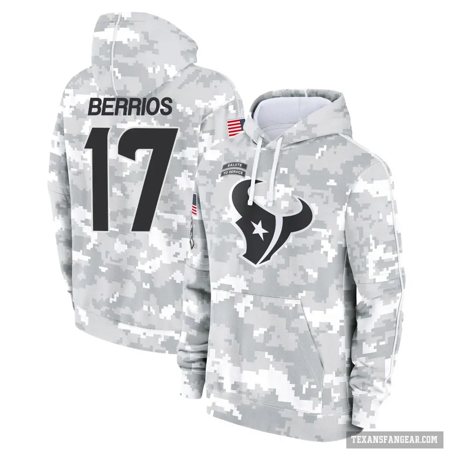Men's ＃17 Braxton Berrios Houston Texans Arctic Camo 2024 Salute to Service Club Fleece Pullover Hoodie
