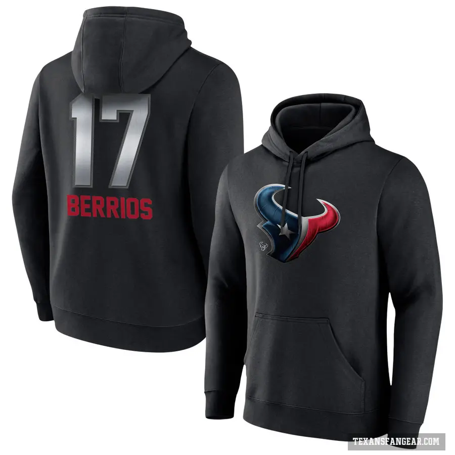 Youth ＃17 Braxton Berrios Houston Texans Black Midnight Mascot Pullover Hoodie